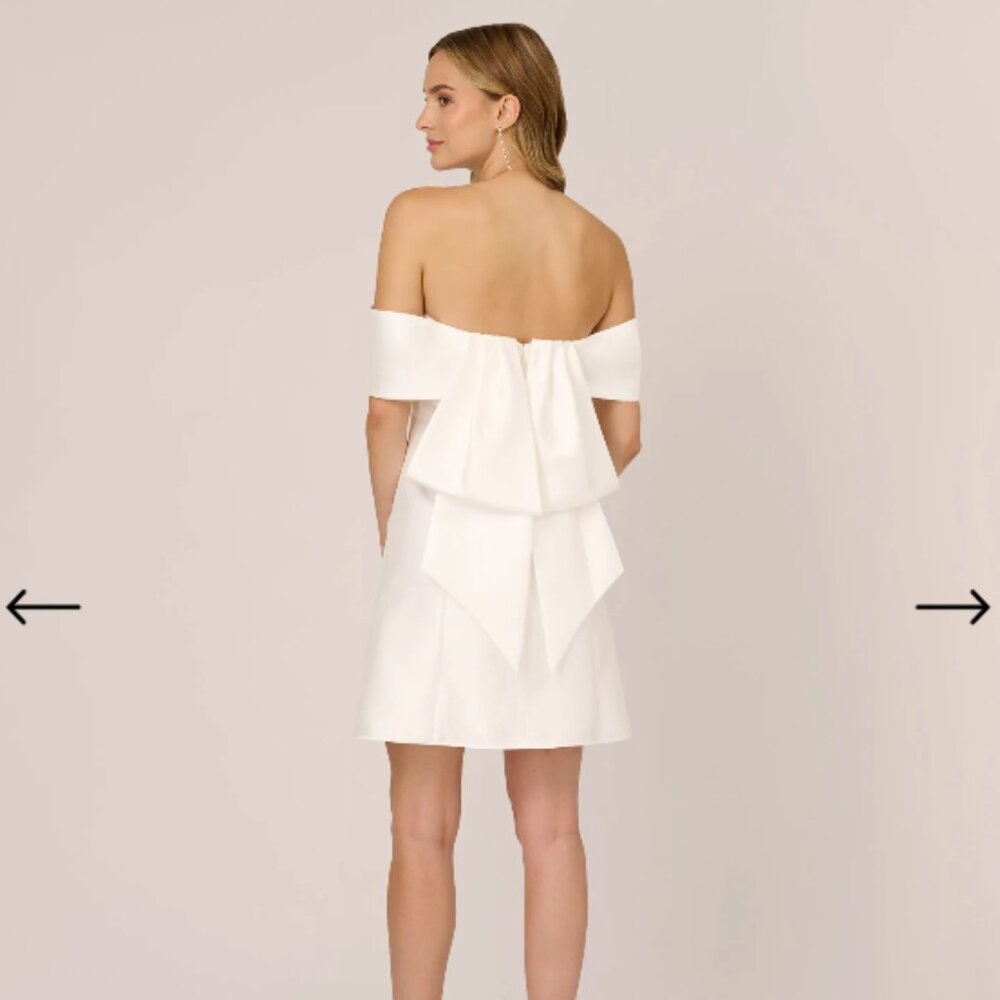 Off The Shoulder Mikado Dress With Bow Back In Ivory Size 4